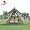 Camel 5-6 Person Pyramid Tent Outdoor Rainproof UPF50+ Sunscreen Folding Indian Family Camping Tent Wholesale Automatic Tents